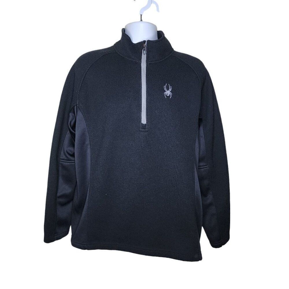 Spyder High Neck Half Zip Ribbed Pullover Jacket Mens XL Black